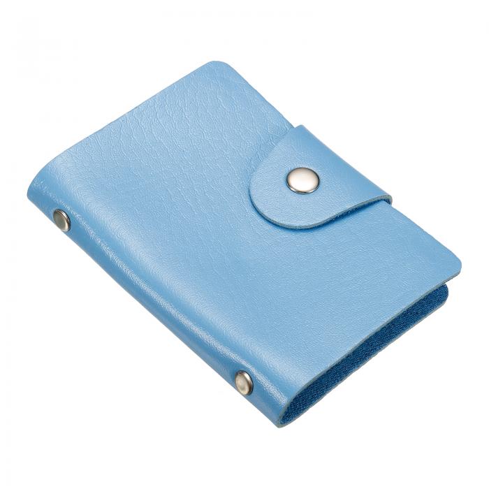 PATIKIL クレジットカードホルダー 1個 スリム ウォレット レザー 財布 名刺 収納 オーガナイザー プロテクター カードスロット24個付き ブルー