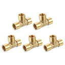 uxcell 真鍮製ティーパイプ継手 1/4" x 1/4" x 1/4" N PT 3ウェイTコネクター ガス輸送接続パイプライン用 5個セット