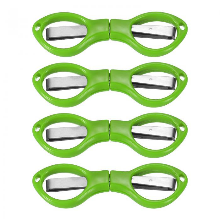 PATIKIL 折りたたみハサミ 4個セット ポータブルトラベルミニハサミ ステンレス鋼製 錆びない メガネ型 小型クラフトカッター 家庭用釣り活動 縫製 緑