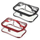 PATIKIL クリアトイレタリーバッグ 1セット/2個 PVC ポータブル 防水 化粧バッグ 化粧ポーチ ジッパーハンドル付き 旅行用 自宅保管用 ダークレッ...