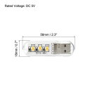 PATIKIL USBナイトライト 6個 ポータブル プラグイン ミニLEDランプスティック 3ビーズ 家の装飾 読書 睡眠 キャンプ用 ホワイト ウォームホワイト 3