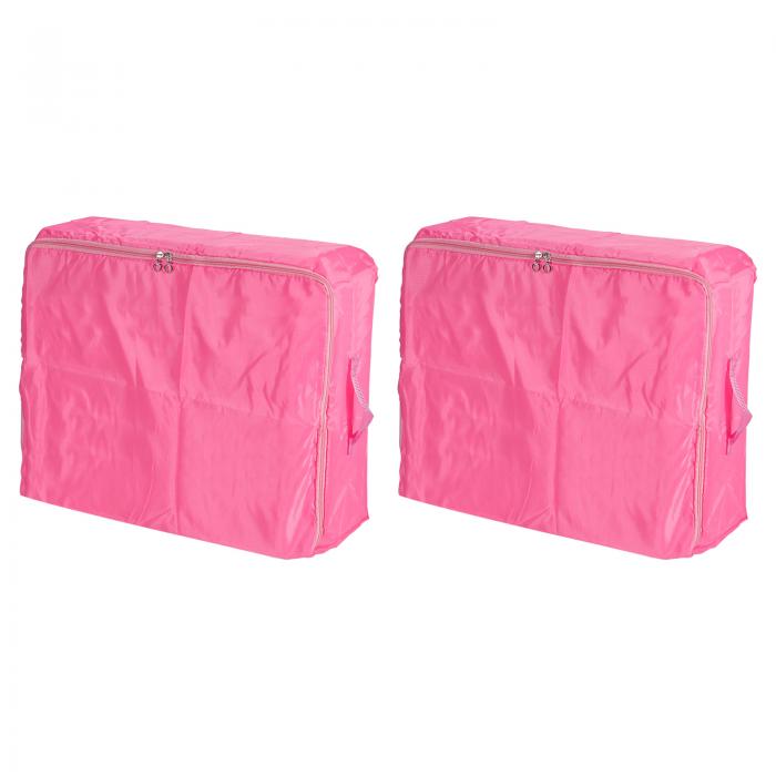 PATIKIL 衣類収納バッグ 2個 長さ60cm 折りたたみ式クローゼット オーガナイザーバッグ キャリングハンドル付き 寝具用 ピンク