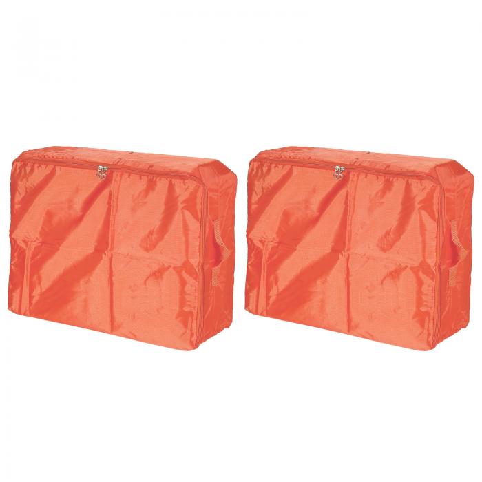 PATIKIL 衣類収納バッグ 2個 長さ60cm 折りたたみ式クローゼット オーガナイザーバッグ キャリングハンドル付き 寝具用 オレンジ