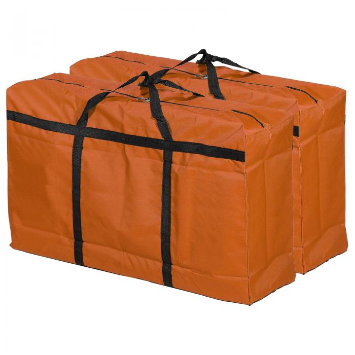 PATIKIL ジッパー付き収納トート 折りたたみ式 引っ越しトートバッグ 重型 寝具用 180L オレンジ 2個