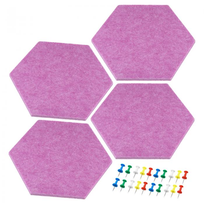 PATIKIL 六角フェルトボードタイル 4個 自己接着 ウォール掲示板ピンボード プッシュピン付き 写真 メモ ホーム オフィス 教室 装飾用 ローズレッド
