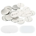 PATIKIL 44mm ブランクボタン製造用品 ラウンドバッジボタンパーツ ボタンピンバッジキット 25個入り DIY ボタンメーカーマシン用 メタルカバー ...