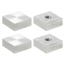 uxcell M8ネジ 25mm直径 10mm厚の四角形アルミニウム円盤4個セット ガラステーブルトップ用アルミニウム円盤アダプター ガラステーブル テーブル用