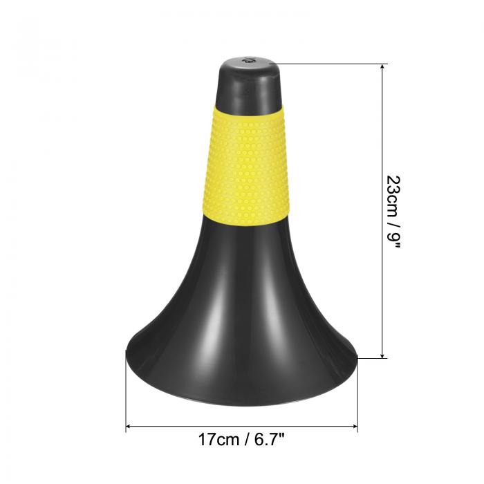 PATIKIL 17x23 cm スポーツコーン 4個 敏捷性トレーニング ボール障害物装備 ゴムカバー付き サッカー用 ブラック イエロー 3