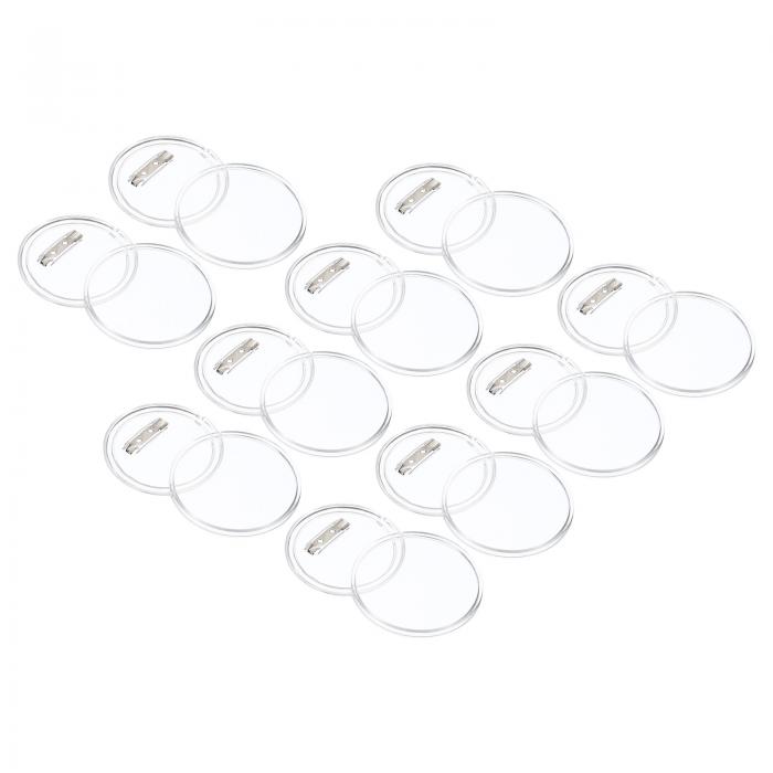 PATIKIL 57.4mm アクリルボタンピンバッジ ピンベース クリアカバー メタル製 40個ラウンドピン ブランクボタンバッジキット 手芸用品DIYバッジ...
