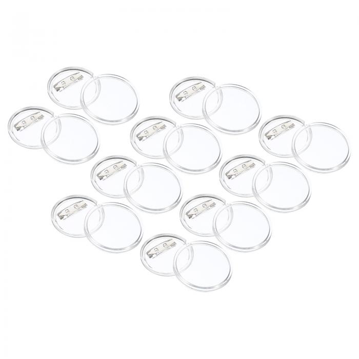 PATIKIL 36.57mmアクリルボタンピンバッジ ピンベース クリアカバー メタル製 20個ラウンドピン ブランクボタンバッジキット 手芸用品DIYバッジ...