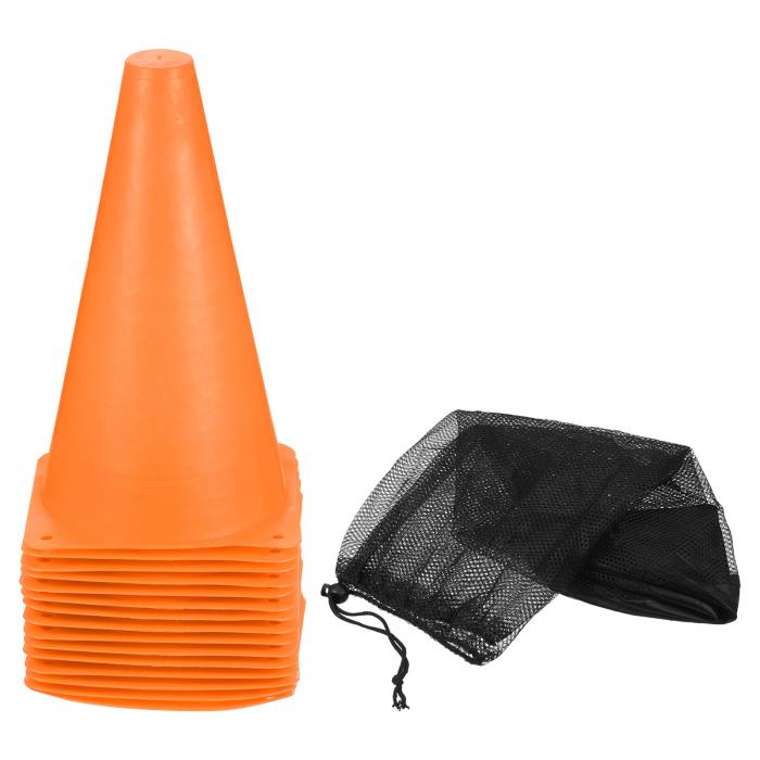 PATIKIL 23 cm サッカーコーン 24個 プラスチック 交通訓練アジリティフィールドマーカー キャリングバッグ付き 野外活動 練習用 オレンジ