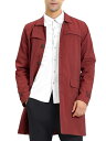 Lars Amadeus トレンチコート シングルブレスト スリム ジャケット アウター メンズ ブルゴーニュ L