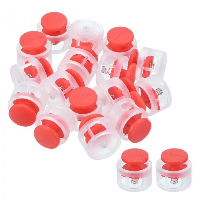 PATIKIL 直径14 mm コードロック16個 丸型両穴ストッパー コードファスナー 巾着袋 衣類 靴用 レッド