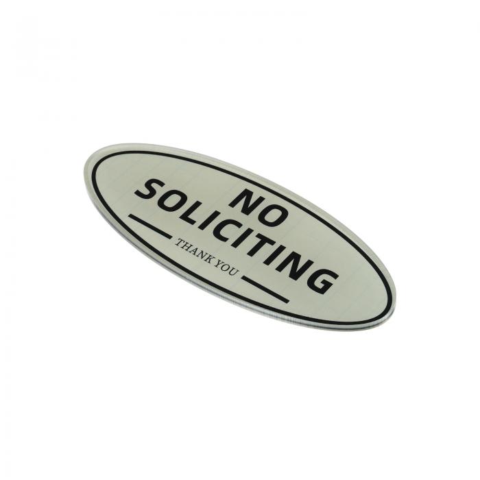 PATIKIL 勧誘なしサイン アクリル 7.1 x 17.8 cm 自己接着 オーバル ドアステッカー 壁掛けサイン オフィス ビジネス ホーム用 シルバー