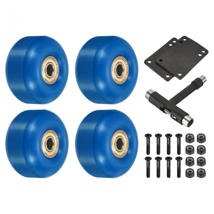 PATIKIL 52 mm スケートボードホイールとベアリングセット 4個 ストリートホイール スケートボード用 クルーザーホイール交換 95A ブルー ゴールデン