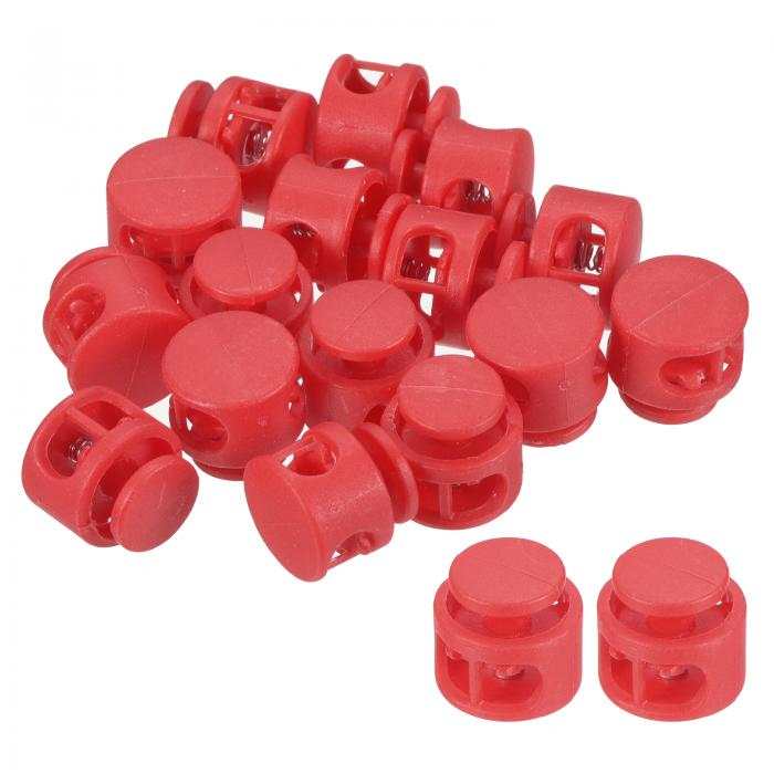 PATIKIL 直径14 mm コードロック60個 丸型両穴ストッパー ゴムひもファスナー スライダー 巾着袋 衣類 靴用 レッド