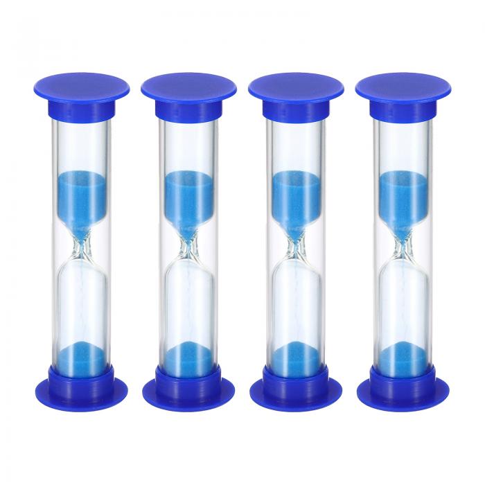 PATIKIL 3分砂時計 4個 小さな砂時計 プラスチックカバー付き 秒読み砂時計 ゲーム キッチン パーティーの記念品 DIYの装飾用 ブルー