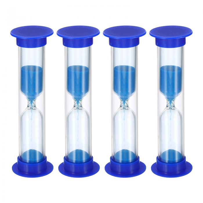PATIKIL 2分砂時計 4個 小さな砂時計 プラスチックカバー付き 秒読み砂時計 ゲーム キッチン パーティーの記念品 DIYの装飾用 ブルー