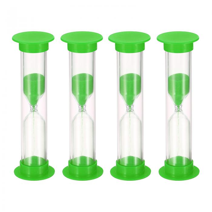 PATIKIL 1分砂時計 4個 小さな砂時計 プラスチックカバー付き 秒読み砂時計 ゲーム キッチン パーティーの記念品 DIYの装飾用 グリーン