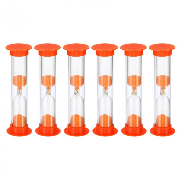 PATIKIL 1分砂時計 6個 小さな砂時計 プラスチックカバー付き 秒読み砂時計 ゲーム キッチン パーティーの記念品 DIYの装飾用 オレンジ