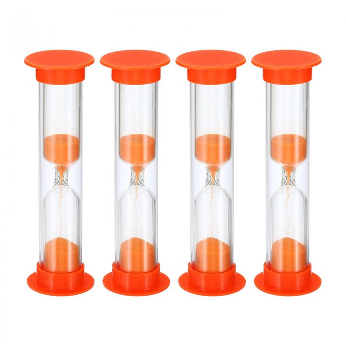 PATIKIL 1分砂時計 4個 小さな砂時計 プラスチックカバー付き 秒読み砂時計 ゲーム キッチン パーティーの記念品 DIYの装飾用 オレンジ