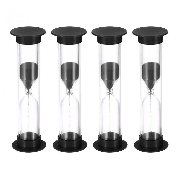 PATIKIL 1分砂時計 4個 小さな砂時計 プラスチックカバー付き 秒読み砂時計 ゲーム キッチン パーティーの記念品 DIYの装飾用 ブラック