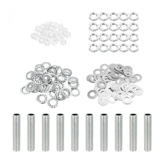 PATIKIL M10ねじ 50mm ランプパイプキット ロックナットワッシャー付き ファスナーの品揃え ハードウェ..