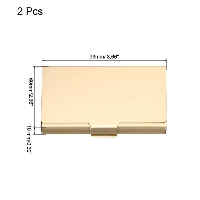 PATIKIL ビジネスカードホルダー 2個 アルミメタルカードケース プロフェッショナルポケットカードホルダー ネームカード クレジットカード用 ゴールド 3