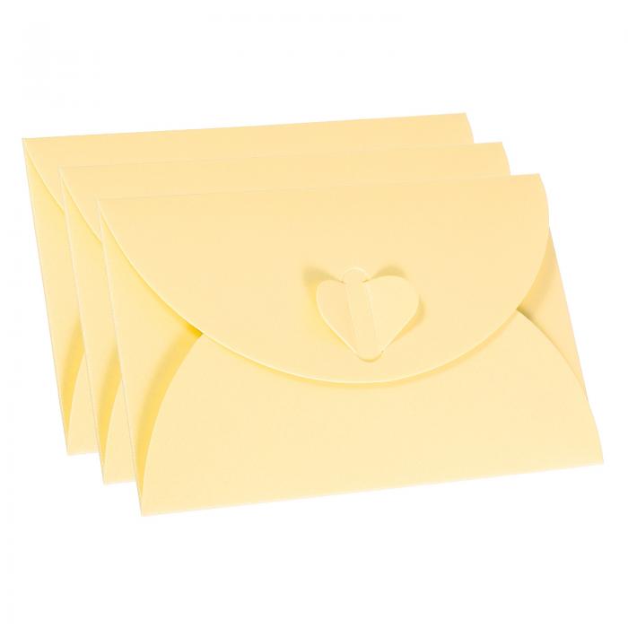 PATIKIL ギフトカード封筒 12個 ハート型クラスプ スモールギフトカードホルダー ミニ封筒 誕生日 結婚式用 ベージュ