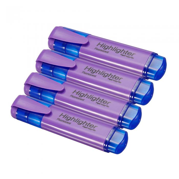 PATIKIL 蛍光ペン 4個 水性ブロードチップ 書きマーカーペン オフィス 家庭 日常使用 パープル