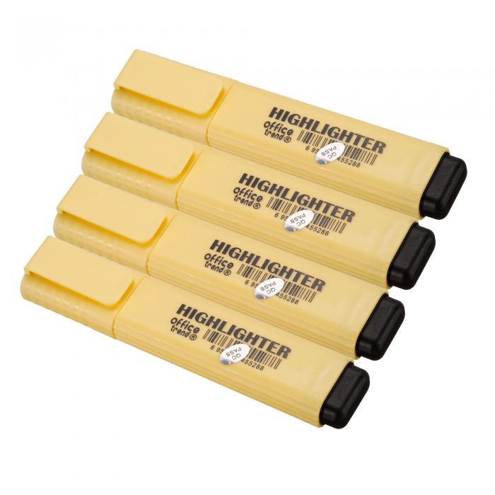 PATIKIL 蛍光ペン 4個 速乾ブロードチップ アンダーライン 書きマーカーペン オフィス 家庭 日常使用 イエロー