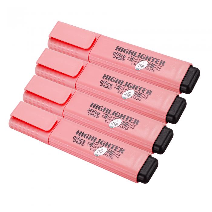 PATIKIL 蛍光ペン 4個 速乾ブロードチップ アンダーライン 書きマーカーペン オフィス 家庭 日常使用 ピンク