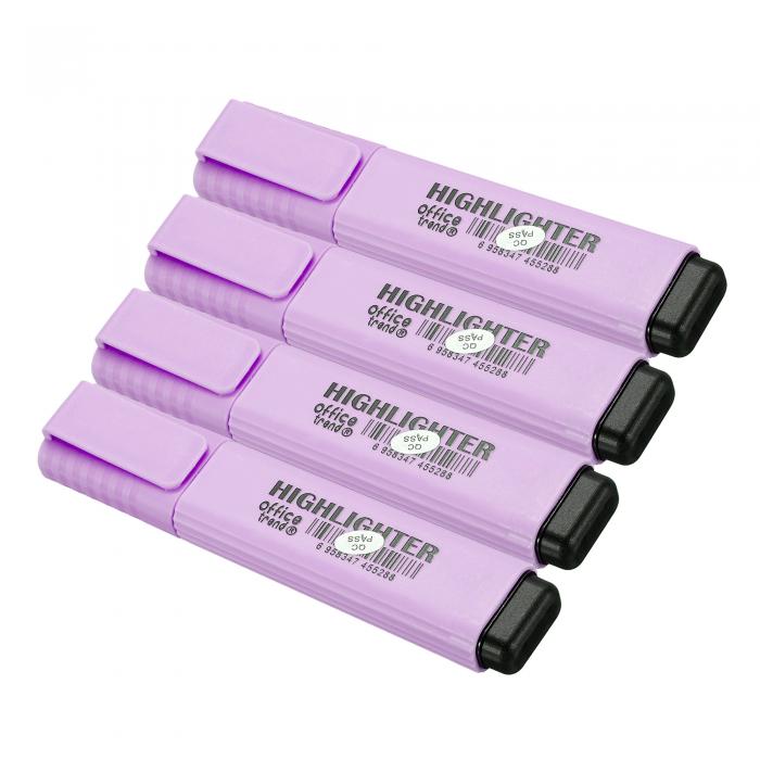 PATIKIL 蛍光ペン 4個 速乾ブロードチップ アンダーライン 書きマーカーペン オフィス 家庭 日常使用 パープル