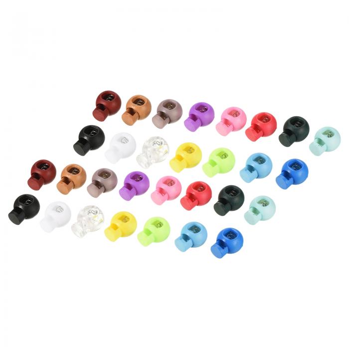 PATIKIL コードロック 4セット ボール スプリングトグルストッパー 巾着袋 靴ひも用 15カラー