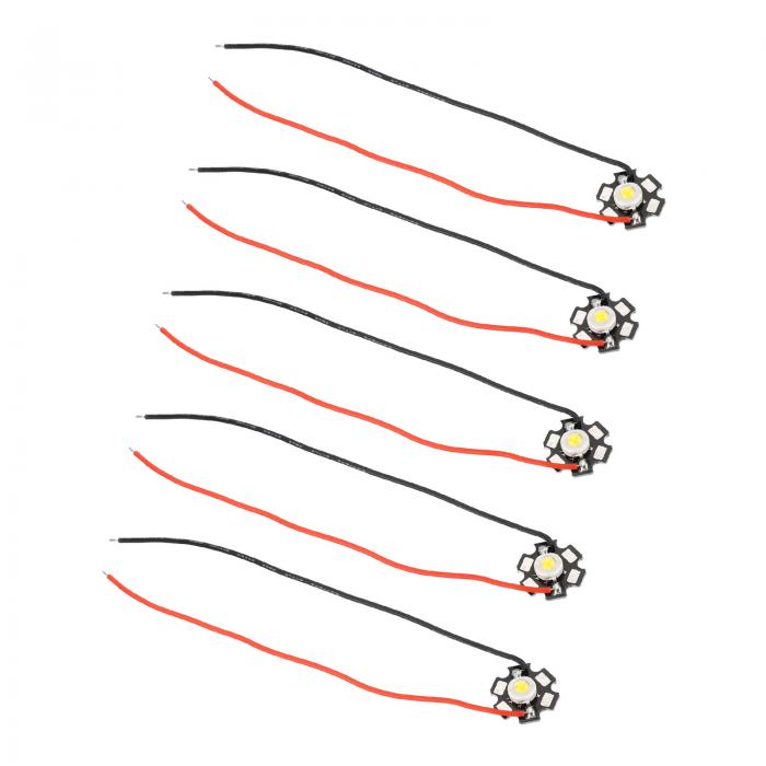 PATIKIL 20 mm LEDチップ電球 5個 350mA 1W アルミ基板 COBライト ビーズライト ワイヤー付き DIY照明器具用 ウォームホワイト 2800-3500K(3)
