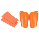 PATIKIL サイズS サッカーすね当てセット PVC 携帯すねパッド 綿付き サッカーの通気性ふくらはぎレッグスリーブ サッカートレーニング保護用 オレンジ