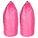 PATIKIL 衣類収納巾着袋 2個 特大型 衣類毛布収納袋 ストラップ付き キャンプ ホーム用 ピンク