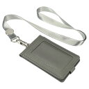 PATIKIL PUレザー IDバッジホルダー 取り外し可能なネックストラップセット付き 折りたたまれたクレジットホルダー 1つのクリアウィンドウ付き 4カードスロット付き オフィス向け グレー