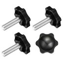 uxcell クランプねじノブ 4個 M8 x 25mm 六角形スターノブ プラスチックグリッ プ 手締めねじハンドル 傘ベース 機械家具用 直径32mm
