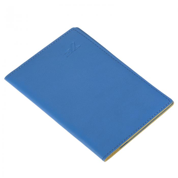 PATIKIL 13.6 cmx10 cm PUレザーパスポートホルダーカバー 旅行財布カードケースオーガナイザー ブルー