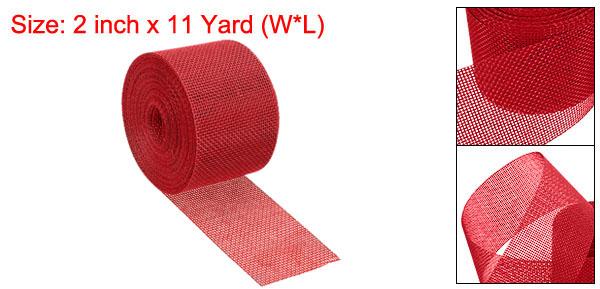 PATIKIL 50mm幅 10m 黄麻布リボン 1個 有線 ジュートクラフトロール パーティー ホーム DIY ラッピングデコレーション用 レッド