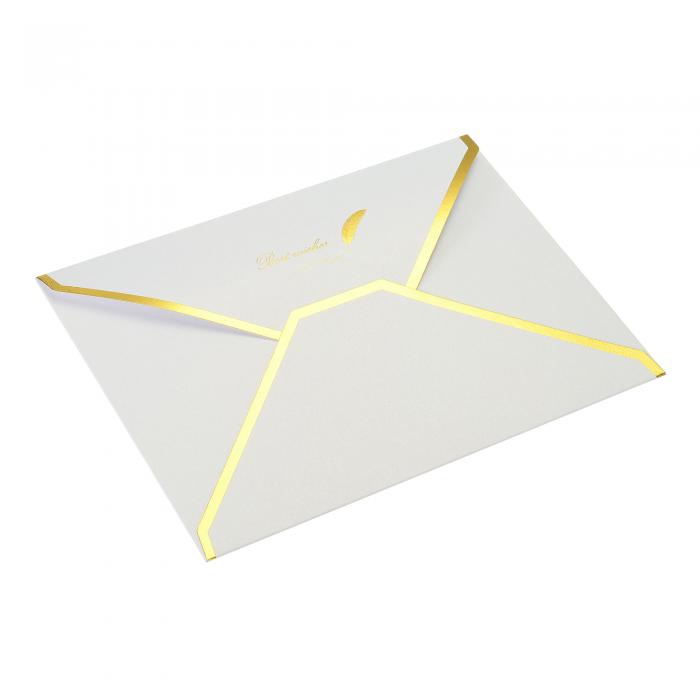 PATIKIL B6封筒 20枚入り vフラップ招待状エンベロープ ビジネス封筒 ゴールドボーダー スタイル 結婚式誕生日用 ホワイト