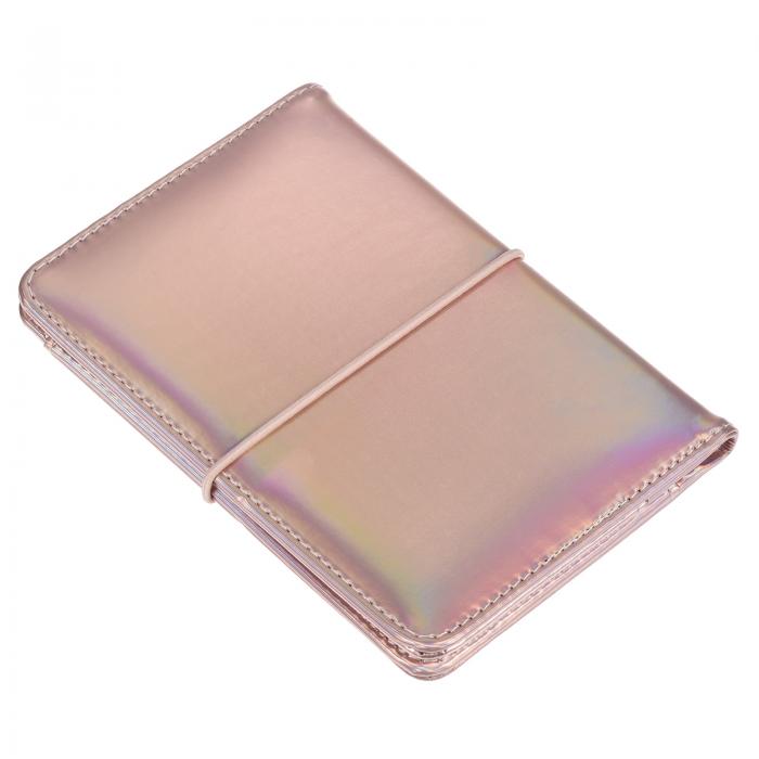 PATIKIL 14.7 cmx10 cm PUレザーパスポートホルダーカバー 旅行財布カードケース ドキュメントオーガナイザー 伸縮性ストラップ付き ピンク