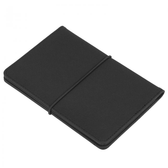 PATIKIL 14.7 cmx10 cm PUレザーパスポートホルダーカバー 旅行財布カードケース ドキュメントオーガナイザー ブラック