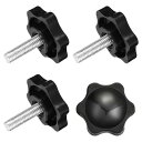uxcell クランプ スクリュー ノブ 4個 M6 x 20mm 六角形 スター ノブ プラスチック グリッ プ 手締め スクリュー ハンドル 傘ベース 機械...