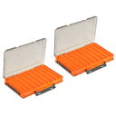 PATIKIL 釣りルアー収納ボックス 2個 両面 プラスチック 釣り道具コンテナオーガナイザー オレンジ