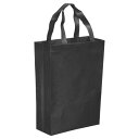 PATIKIL 36x25cm 再利用可能なギフトバッグ 10個 縦型 不織布 食料品のトートバッグ 旅行収納用 ブラック