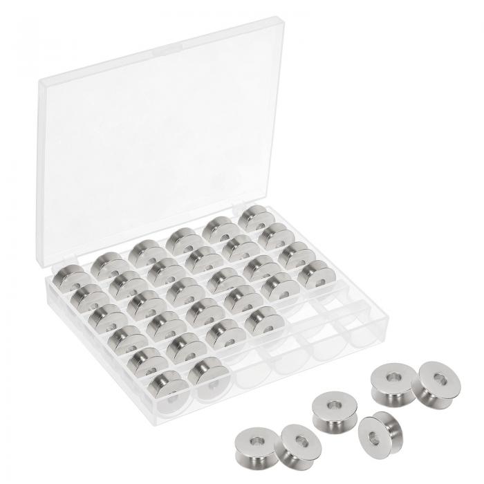 PATIKIL 金属ボビン ミシン用 ケース付き 刺繍 36個 シルバー