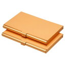 PATIKIL 名刺ホルダー 2個 アルミニウム合金 フリップカバー スリム 名刺ケース 女性男性用 ゴールドトーン