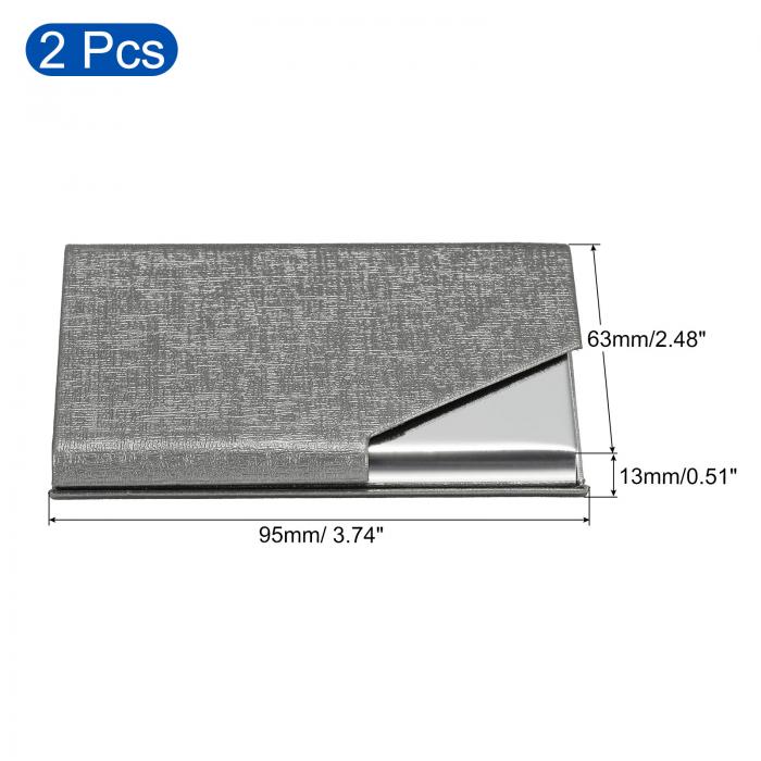 PATIKIL 名刺ホルダー 2個 PUレザー フリップ スリム 名刺プロテクターケース 女性男性用 グレー 3